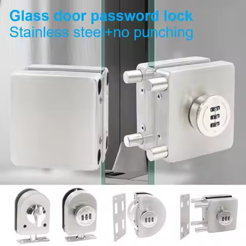 Frameless Glass Door Lock Single/double Door Keyless Password Lock Store Sliding Door Lock Non Punch