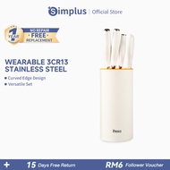 Simplus Knife Set | 5 Pieces Stainless Steel Blade | Knife Block Storage丨Cutting Meat Vegetables Fru