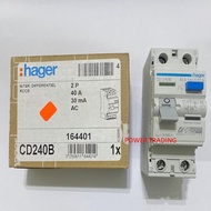 HAGER 40A 30MA 2POLE ELCB (CD240B)