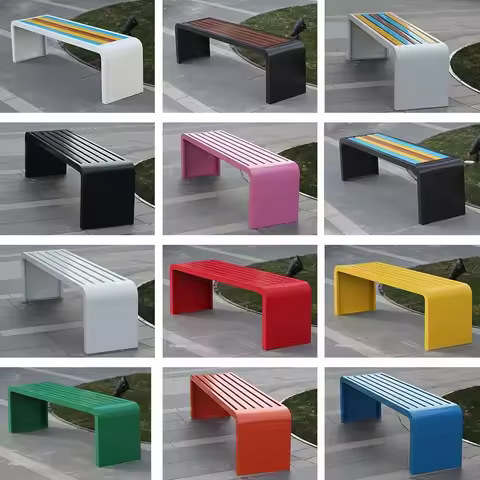 1m-1.8m cold rolled steel metal bench park outdoor chair garden long bench mall bench