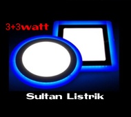 LAMPU PLAFON 2 WARNA INBOW (TANAM) 3+3 WATT KOTAK & BULAT / LAMPU DOWNLIGHT AC 220V 2 WARNA