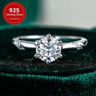 แหวนเพรชโมอีส 1CT Moissanite Ring S925 Sterling Silvery Promise Wedding  Rings for Women Wedding Sea