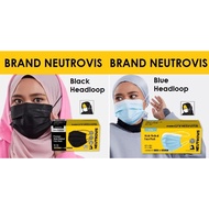 Ready Stock Neutrovis 4 Ply & Himaya 3 Ply Hijab Premium Medical Face Mask Black 50's (Headloop)