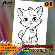 Coloring Page Drawing Paper Sheets Coloring Children Cat Theme A4 Size