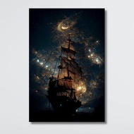Galaxy Pirate Ship Canvas Print: Home Wall Art Giclee