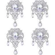 4Pcs Pin Bros Vintage untuk Wanita, Set Bros Bunga DIY dengan Kristal Rhinestone untuk Kraf