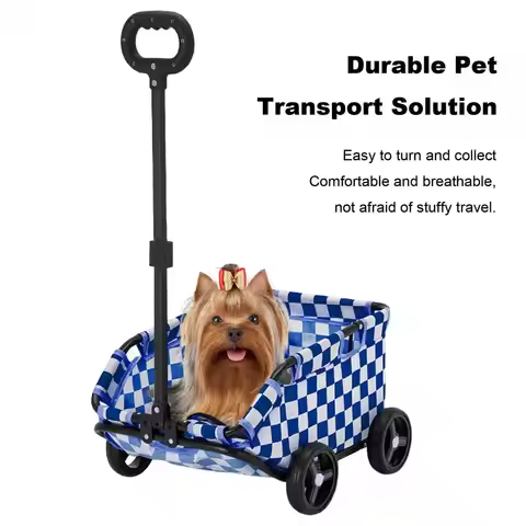 Pet Stroller Dog Cart 4 Wheels Folding Small Dogs Cats Stroller Pet Strolling Cart for Travelling Sh