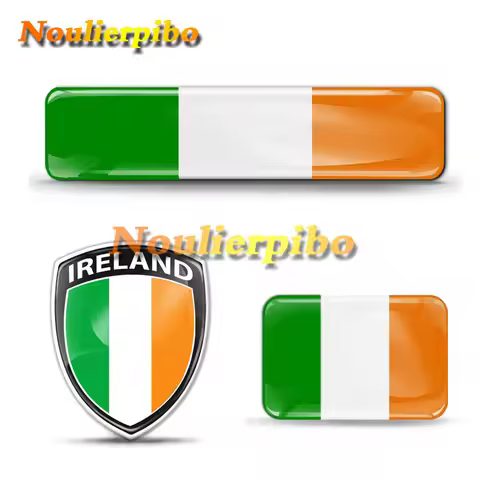 3D Gel Silicone Dome Ireland Badge National Flag Car Sticker Vinyl Die Cut Decal Motorcycle Helmet A