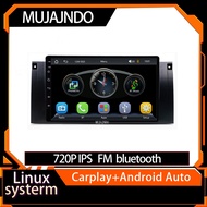 MUJAJNDO 9inch linux headunit for bmw e39 support carplay android auto mirror link fm bluetooth rear