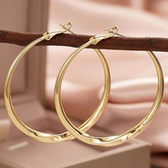 Huitan Simple Elegant Women Big Hoop Earrings Curve Design Trendy Party Daily Versatile Metal Access