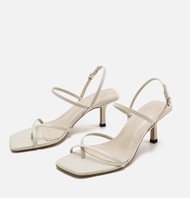 NEW Authentic ZARAˉ Womens Shoes White Square Toe High Heel Sandals Womens New Summer Toe Thin Heel