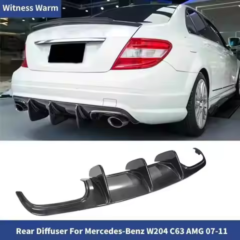 for W204 C63 Carbon Fiber Car Rear Bumper Lip Spoiler Diffuser for Mercedes Benz W204 C63 Amg C300 2