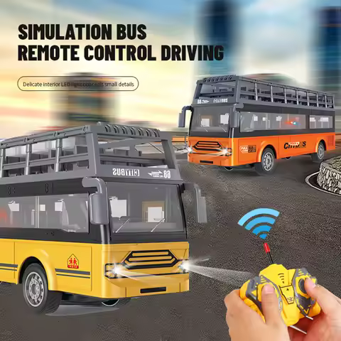 4-Channel RC Electric Double-Decker Bus With LED Remote Control School Sightseeing Bus With Openable