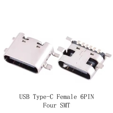 10pcs/lot Phone Tail Charging USB Jack Type C Female Connector 6Pin SMT Four Feet SMT