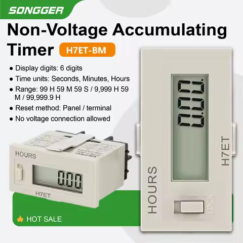 H7ET-BM Non Voltage Time Counter Battery Powered S/M/H Selectable Panel Terminal Reset LCD For Machi