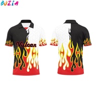 (boziaa) Monochrome Inferno Fusion Jersey Retro Collar Shirt Sublimation Jersey Retro Viral