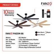 FANZO PAZON 66" 6 Blades DC Motor WiFi Smart Ceiling Fan24 Speeds Remote&TUYA Apps Kipas Ceiling 66"