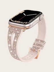 金屬亮絲鏤空矽膠錶帶適用於Apple Watch