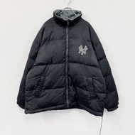 古著2000 年代 MLB 紐約洋基隊職業球員羽絨服，復古款，黑色，2XL 碼