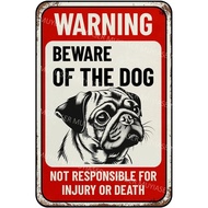 Tableware Of Dog Sign Pug Warning Sign Aluminum Metal Tin Signs Outdoor Yard Sign Warning Sign For F