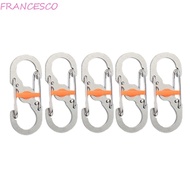 FRANCESCO Anti-theft Lock Stainless Steel Minimalist Style Backpack Buckle Anti-Theft Keyring Hook Camping S Type Carabiner