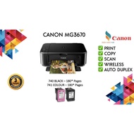 CANON MG3670 AIO PRINT SCAN COPY WIRELESS DIRECT AUTO DUPLEX PRINTER