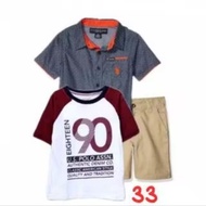 KEMEJA Boys' Shirt, T-shirt, Shorts Set. Size 6 years. US ASSNPOLO