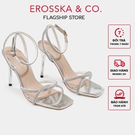 Erosska - Giày sandal cao gót mũi vuông kiểu dáng sang trọng cao 10cm màu bạc - EN015