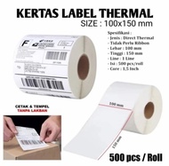 kertas thermal 100x150 isi 500 / Label thermal barcode Roll A6 isi 350