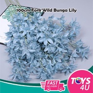 100cm 2 Fork Wild Lily Bunga Hiasan Artificial Flower Bunga Gubahan