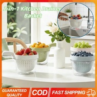 (Local shipping) 2PCS Kitchen Drainer Basket 2-in-1 Fruit and Vegetable Washer Large Capacity Food G