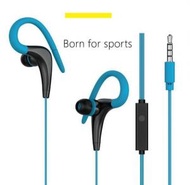 全城熱賣 - 線控3.5mm耳咪耳掛式入耳式運動重低音有線耳機（PVC圓線藍色）