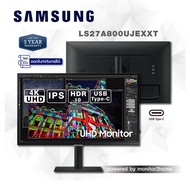 SAMSUNG Viewfinity S8 27” 4K Monitor, IPS Panel, UHD (3840x2160) Screen, HDR10, (IPS, HDMI, DP, USB-C), Adjustable Stand, Intelligent Eye Care,LS27A800UJEXXT , Black