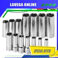 1/2” (6PT) Deep Length CR-V Chrome 6PT Socket Box 8mm-32mm ( SOCKET WRENCH Box Socket)