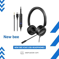 NEW BEE H360 3.5MM/USB WIRED HEADPHONE HEADSET WITH MICROPHONE ON EAR (H 360/ H-360/ HEAD SET/ HEAD-