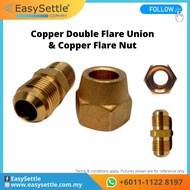 ✅Forged Copper 💯Double Flare Union & Flare Nut 1hp to 5hp 1/4" 3/8" 1/2" 5/8" 3/4" aircond Daikin Mi