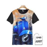 Cool Men's Blue Vespa Classic Motorcycle Shirt Printing 3D LP3D-A937