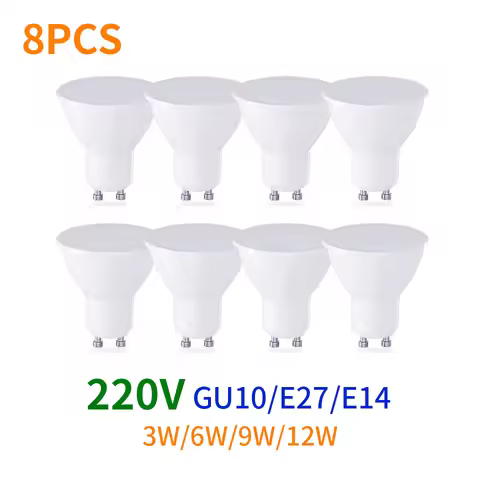 8PCS GU10 E27 E14 Lampada LED Bulb 220V Bombillas LED Lamp Spotlight 3W 6W 9W 12W LED 2835 SMD Indoo