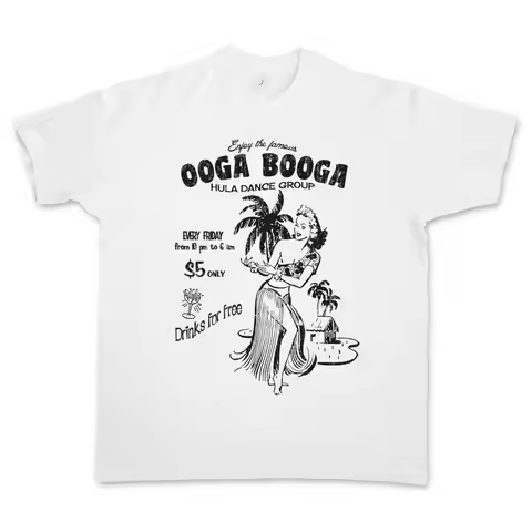OOGA BOOGA HULA GIRL T SHIRT Aloha Island Tiki Restaurant Caribbean Flowers Bar