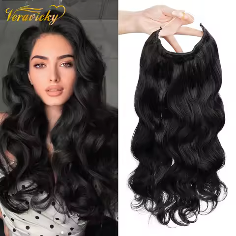 Veravicky 100G 120G 150G 16"-24" Body Wavy Hair One Piece Set 5 Clip in Hola Hair Extensions Hair wi