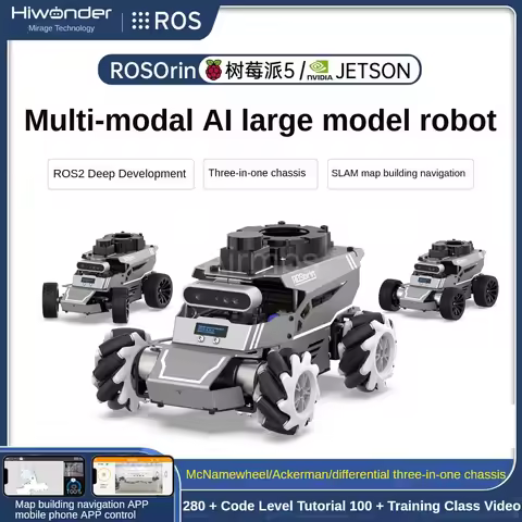 Hiwonder ROS2 Smart Car Rosorin Mecanum Wheel Multimodal AI Vision Big Model Slam Navigation Program