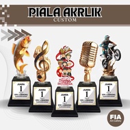 Piala Akrilik Custom Stiker Tatakan Souvenir Hadiah Kemerdekaan Agustusan, Ikan Mas / Carp, Motocros