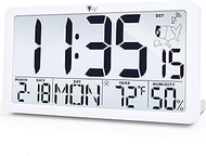 TXL Atomic Wall Clock with Backlight, Battery Operated Digital Wall Clock with Temperature, Humidity