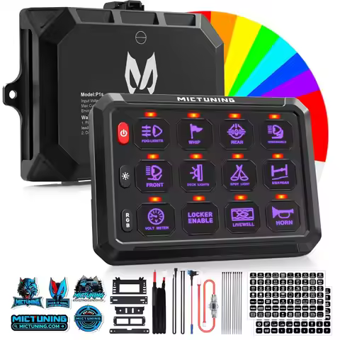 MICTUNING P1s-X RGB 5 Inch 8/12 Gang Switch Panel,5-Level Brightness Circuit Control Relay System Bo