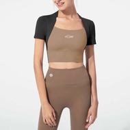 (มีฟองน้ำ) เสื้อเอวลอย แขนสั้น รุ่นHippy สำหรับกีฬา FIXME