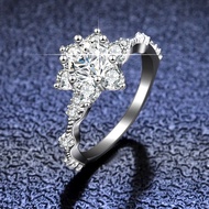 925 Sterling Silver Ring 5 Carat Moissanite Ring Ladies Sunflower Classic Six-Claw Proposal Ring Man