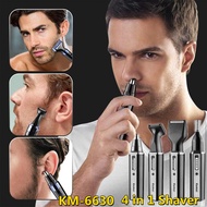 เครื่องโกนหนวด เครื่องโกนหนวดไฟฟ้าไร้สาย อุปกรณ์โกนหนวด ตัดแต่งขนจมูก กันจอน โกนขนหู 4 IN 1 อย่างดี รุ่น KM-6630 Shaver Cordless electric shaver Shaving tools Good n