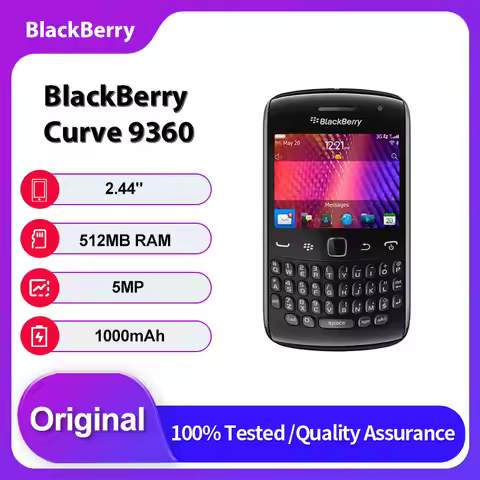 Original Unlocked BlackBerry Curve 9360 2G/3G Bluetooth Mobile Phone 1000mAh 2.44 inches 5MP