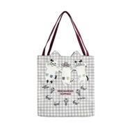 Kusuguru Japan 手提包 跳躍中的貓丸們 格紋造型雜誌包-灰色