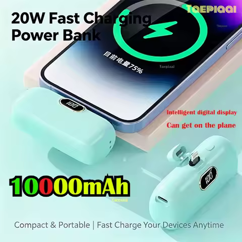 Taepiaai Mini PowerBank 10000mAh PowerBank QC PD Fast Charging for IPhone 15 14 13 Batterie Externe 
